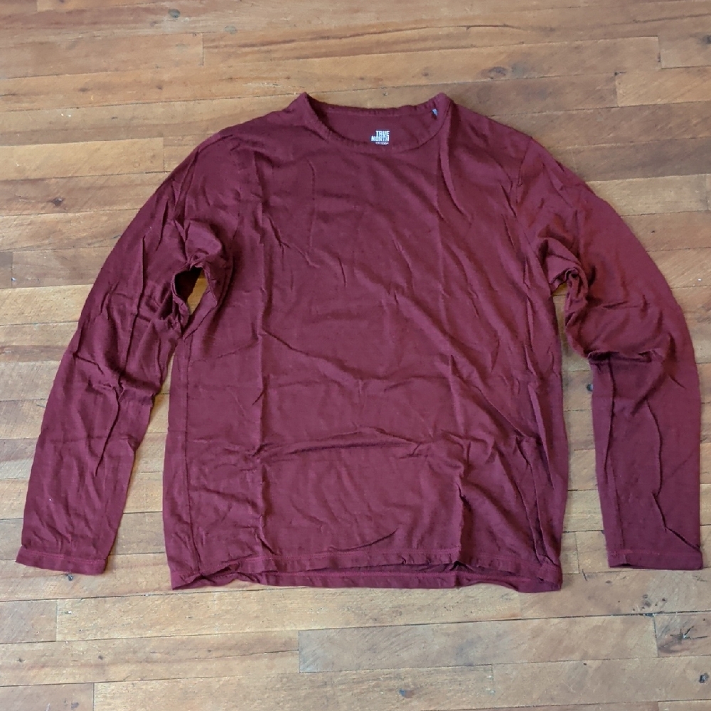 Men's Burgundy Long Sleeve Wool Shirt